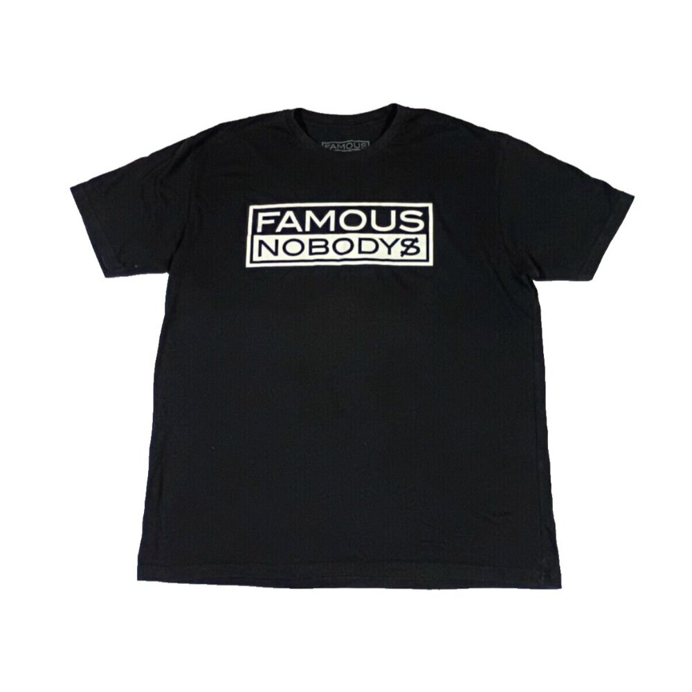 Famous Nobodys XL T-Shirt Made in the USA Mens Black Short Sleeve Front Graphic